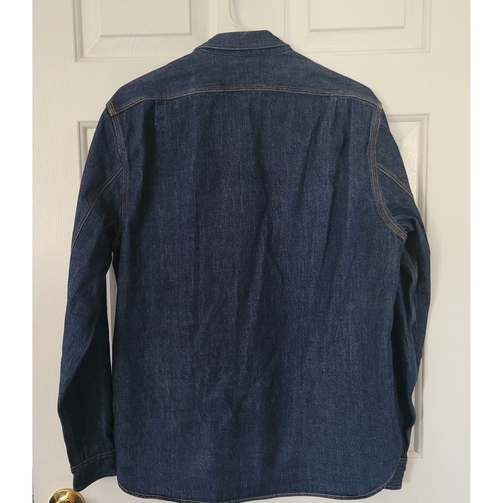 J.Crew Heavyweight Denim Workwear Shirt Dark Wash Minimalist Utility Mens Medium - Picture 2 of 9